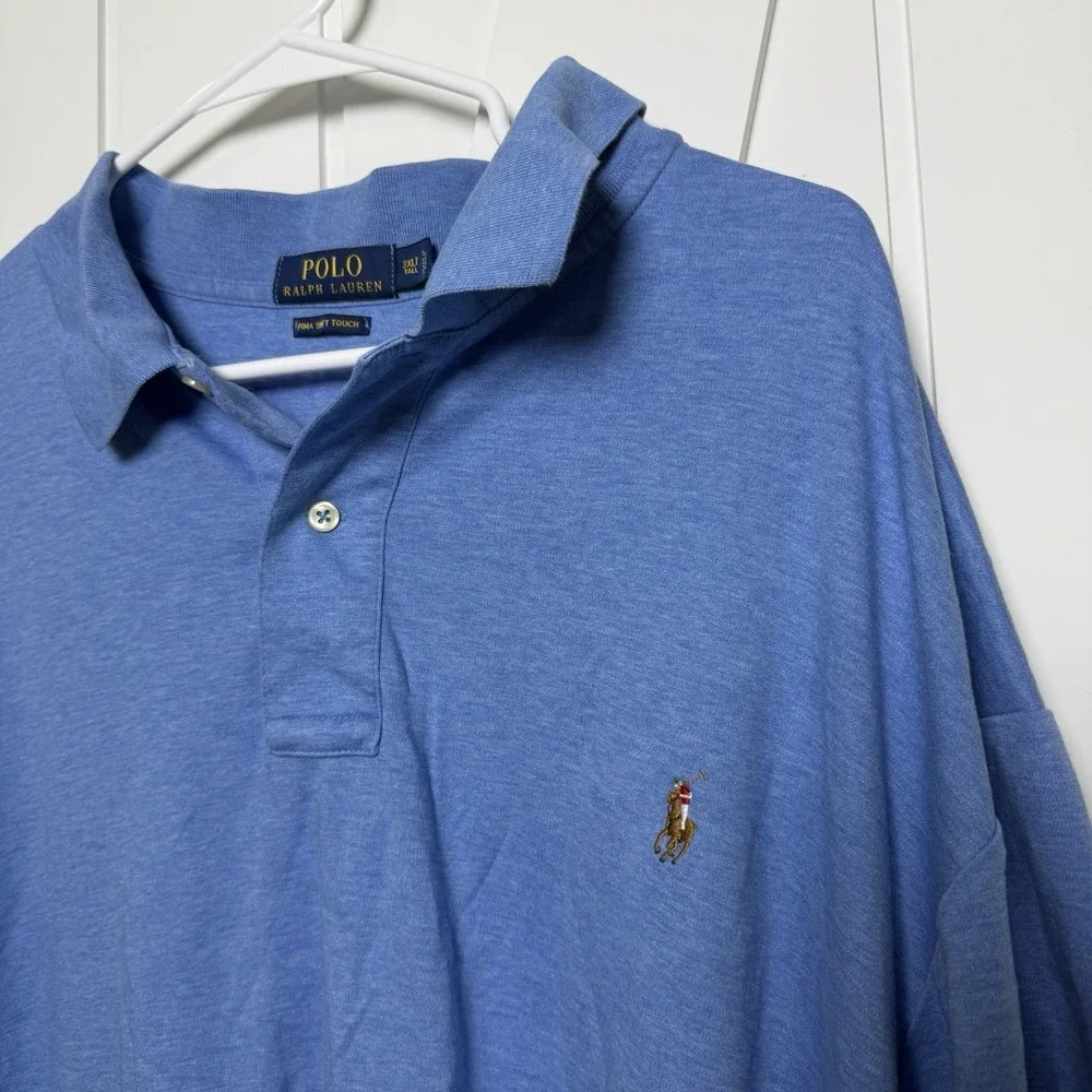 Polo Ralph Lauren Big & Tall Cotton Polo Shirt Blue Size 3XLT Pima Soft Touch